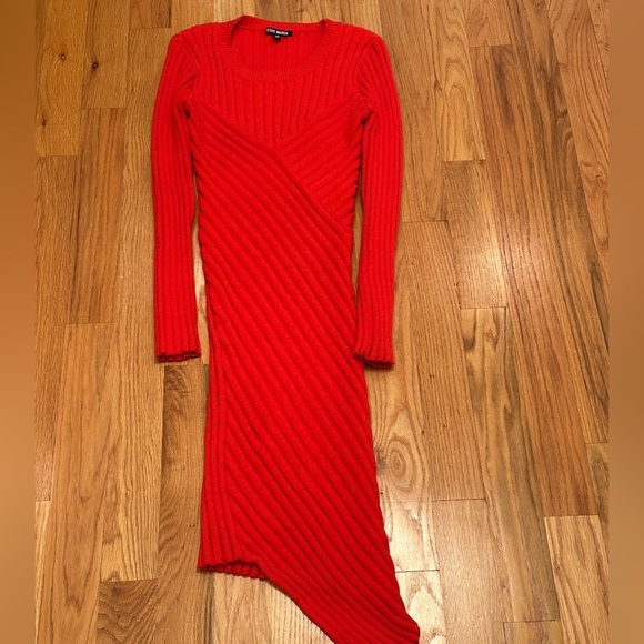Steve Madden Sirena red ribbed knit sweater dress. Size M - Picture 7 of 8